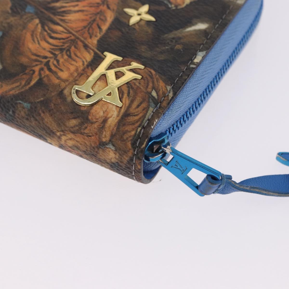 LOUIS VUITTON Rubens Tiger Hunting Zippy Wallet Light Blue M64603 Auth 200400M