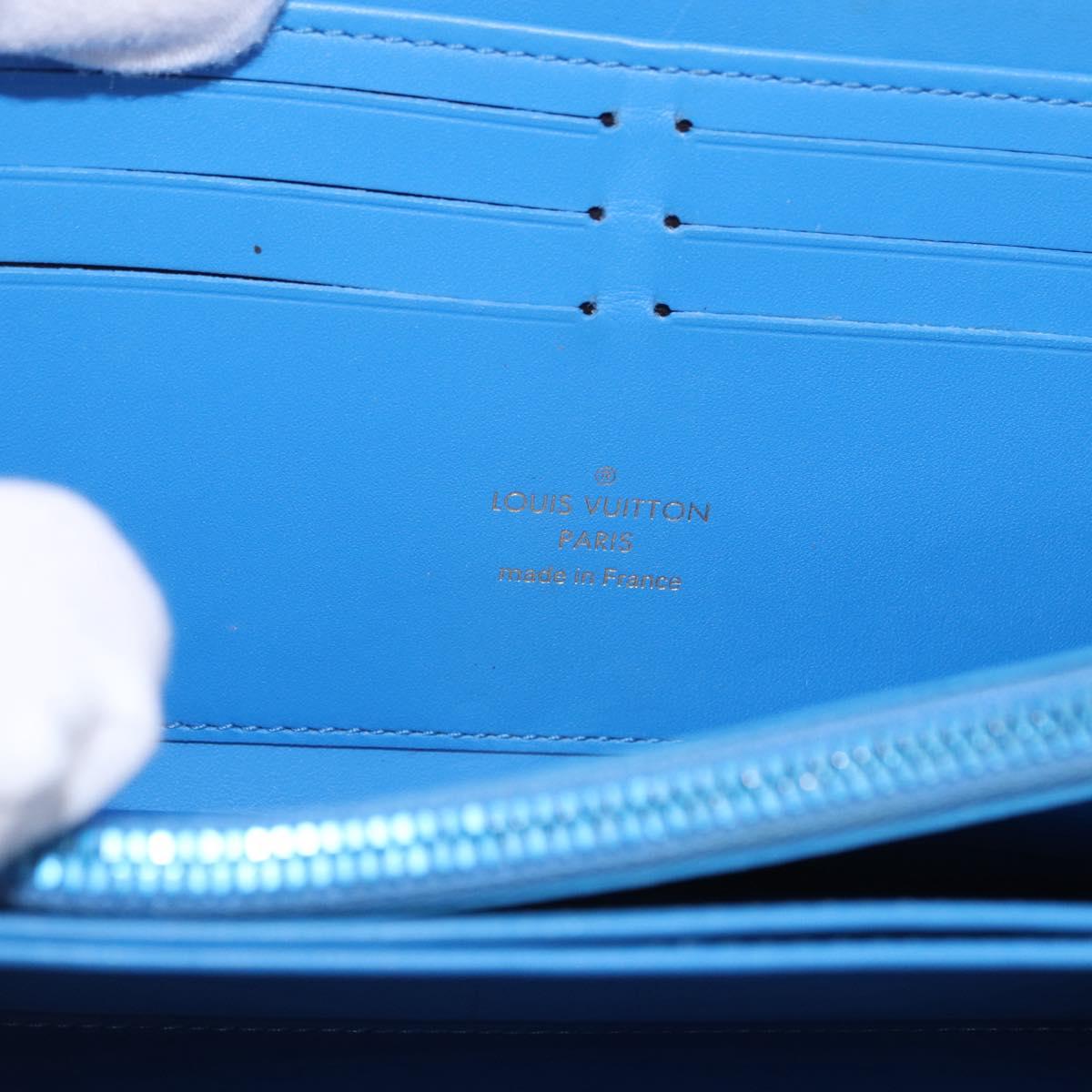 LOUIS VUITTON Rubens Tiger Hunting Zippy Wallet Light Blue M64603 Auth 200400M