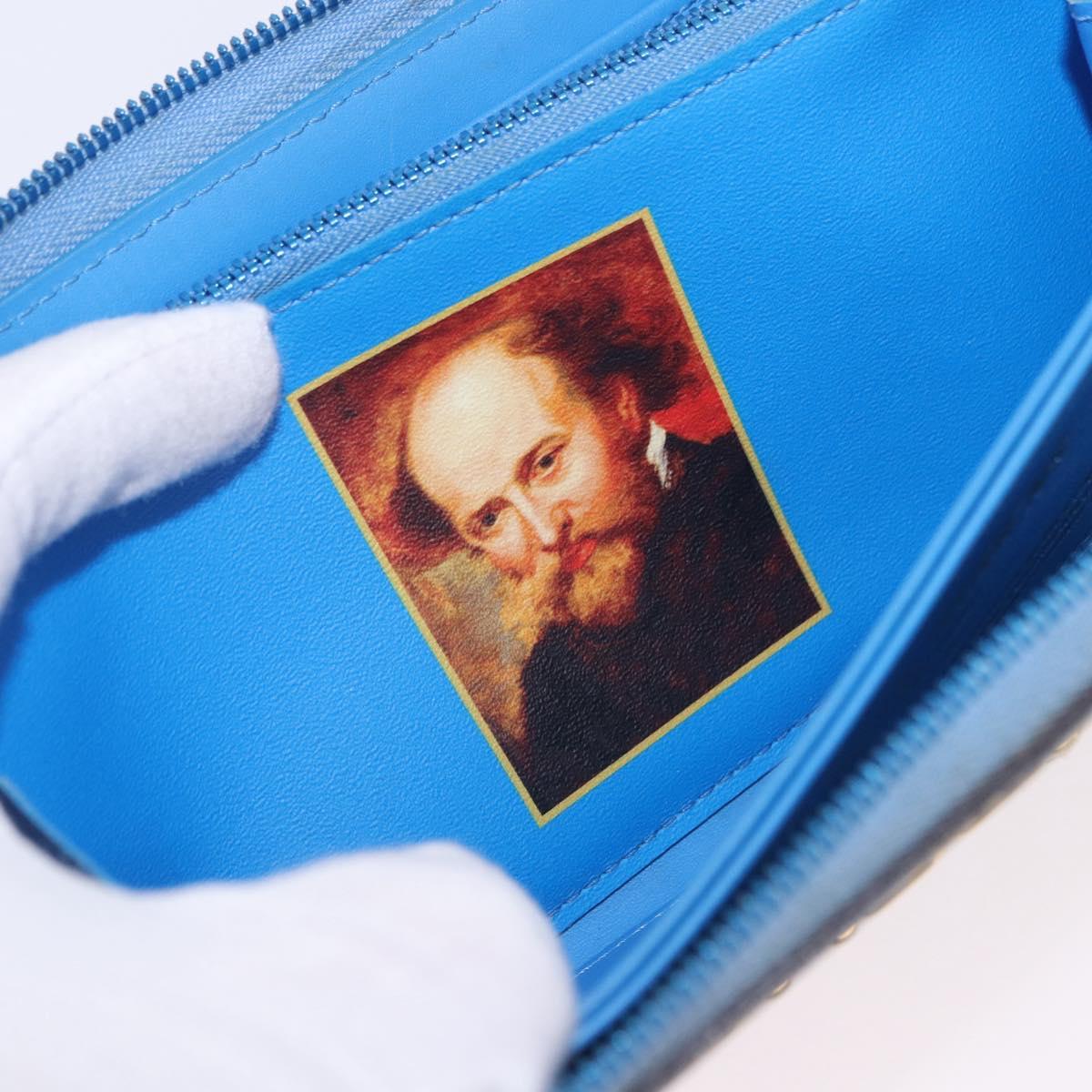 LOUIS VUITTON Rubens Tiger Hunting Zippy Wallet Light Blue M64603 Auth 200400M