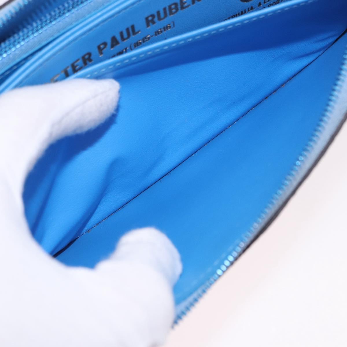 LOUIS VUITTON Rubens Tiger Hunting Zippy Wallet Light Blue M64603 Auth 200400M