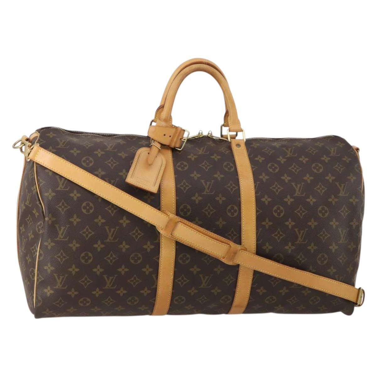 LOUIS VUITTON Monogram Keepall Bandouliere 55 Boston Bag M41414 LV Auth 200406V