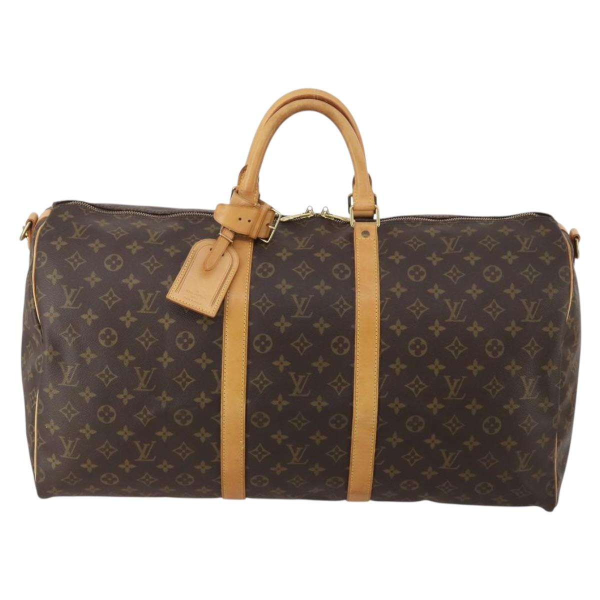 LOUIS VUITTON Monogram Keepall Bandouliere 55 Boston Bag M41414 LV Auth 200406V