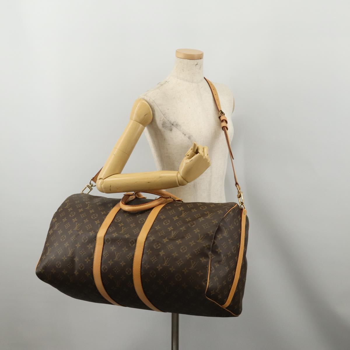 LOUIS VUITTON Monogram Keepall Bandouliere 55 Boston Bag M41414 LV Auth 200407V