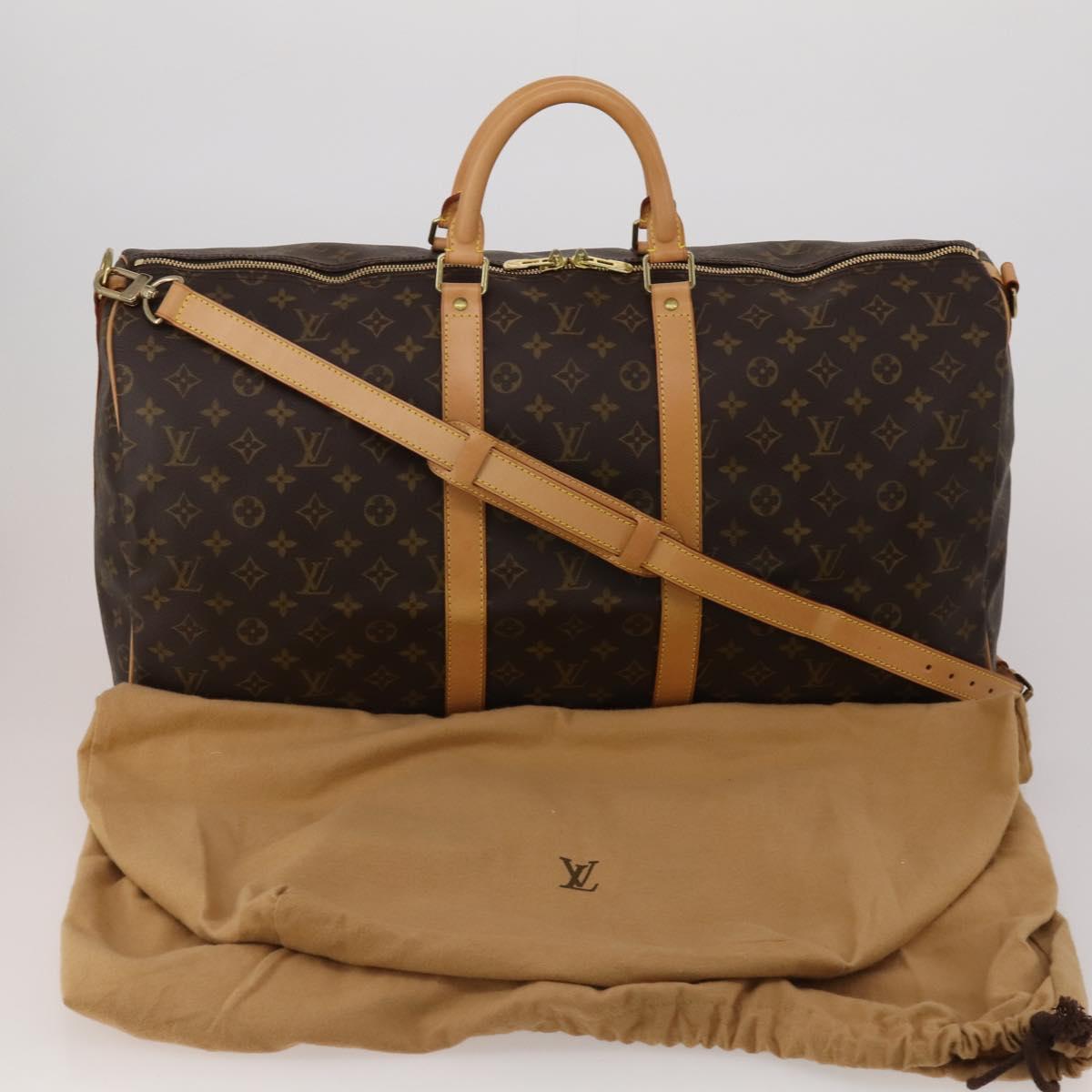 LOUIS VUITTON Monogram Keepall Bandouliere 55 Boston Bag M41414 LV Auth 200407V