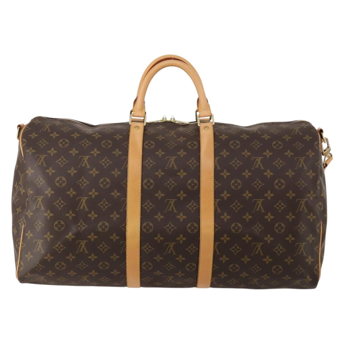 LOUIS VUITTON Monogram Keepall Bandouliere 55 Boston Bag M41414 LV Auth 200407V