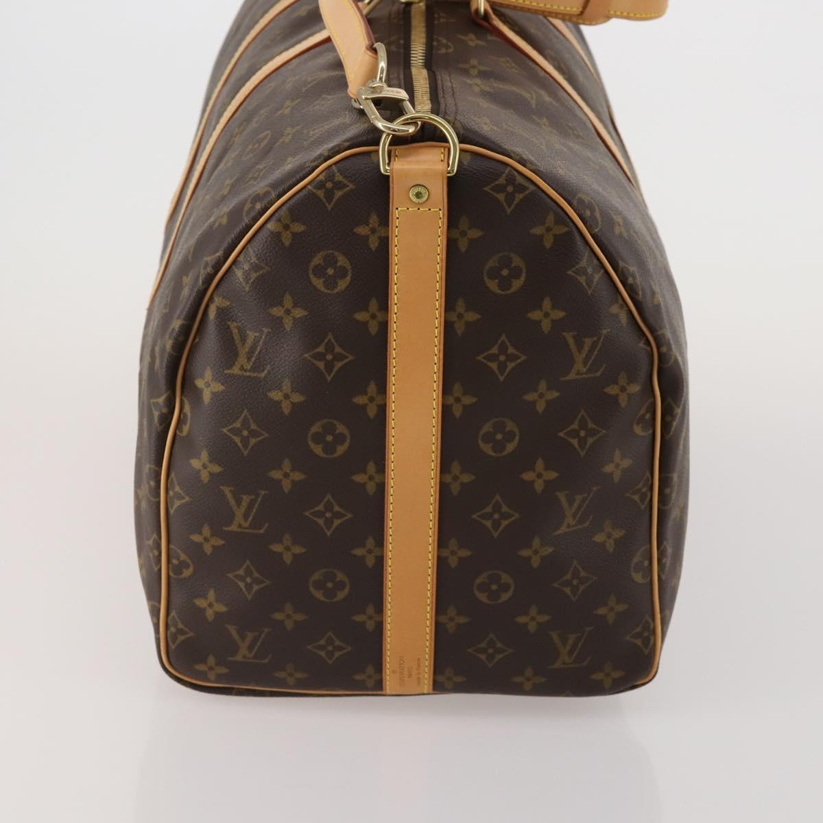 LOUIS VUITTON Monogram Keepall Bandouliere 55 Boston Bag M41414 LV Auth 200407V