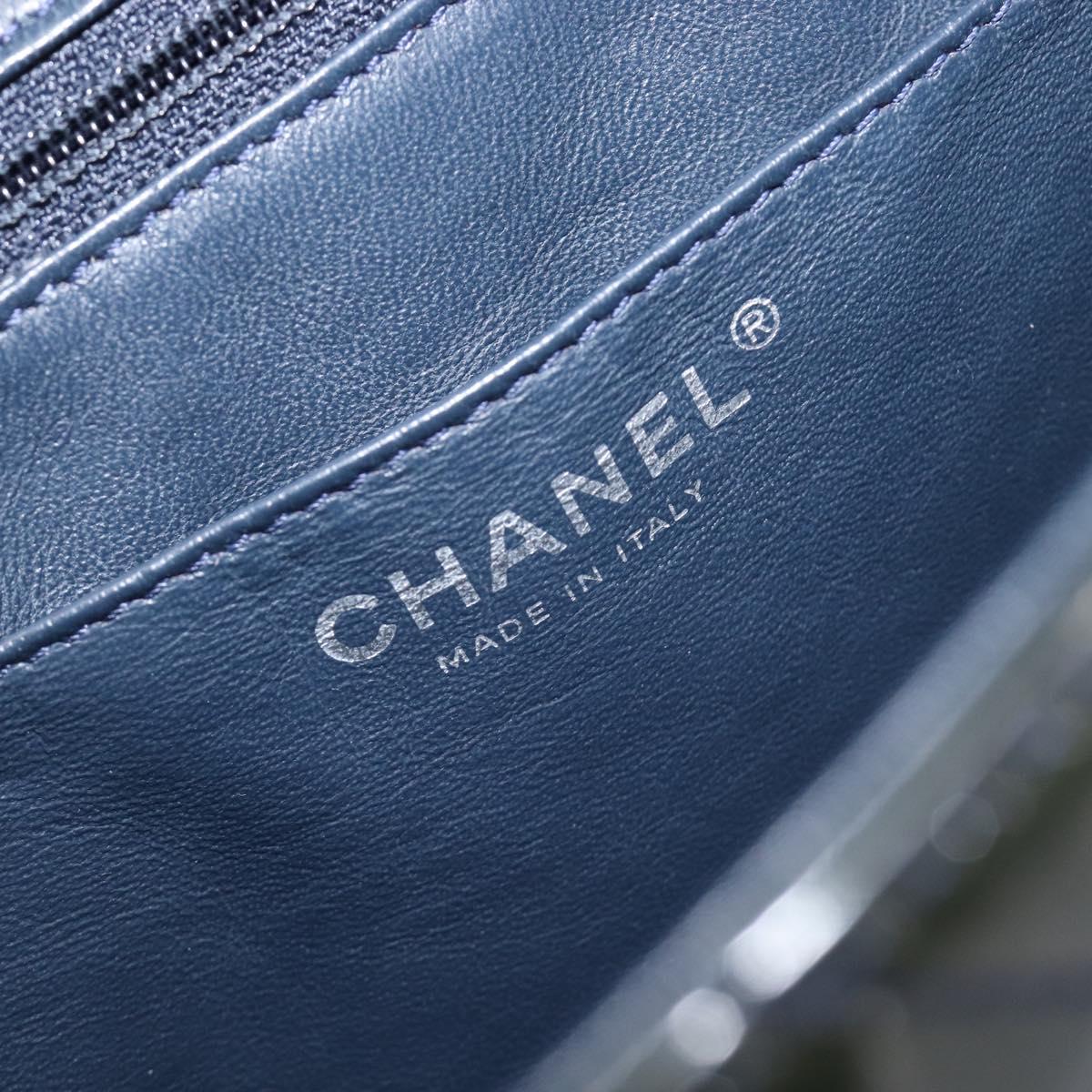 CHANEL Chain Matelasse 30 Bag Patent leather Green Silver CC Auth 200422V