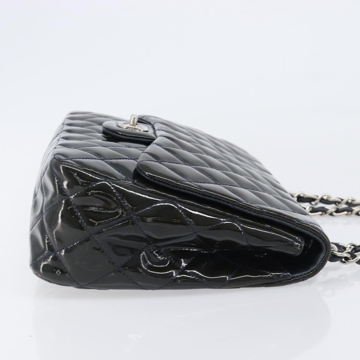 CHANEL Chain Matelasse 30 Bag Patent leather Green Silver CC Auth 200422V