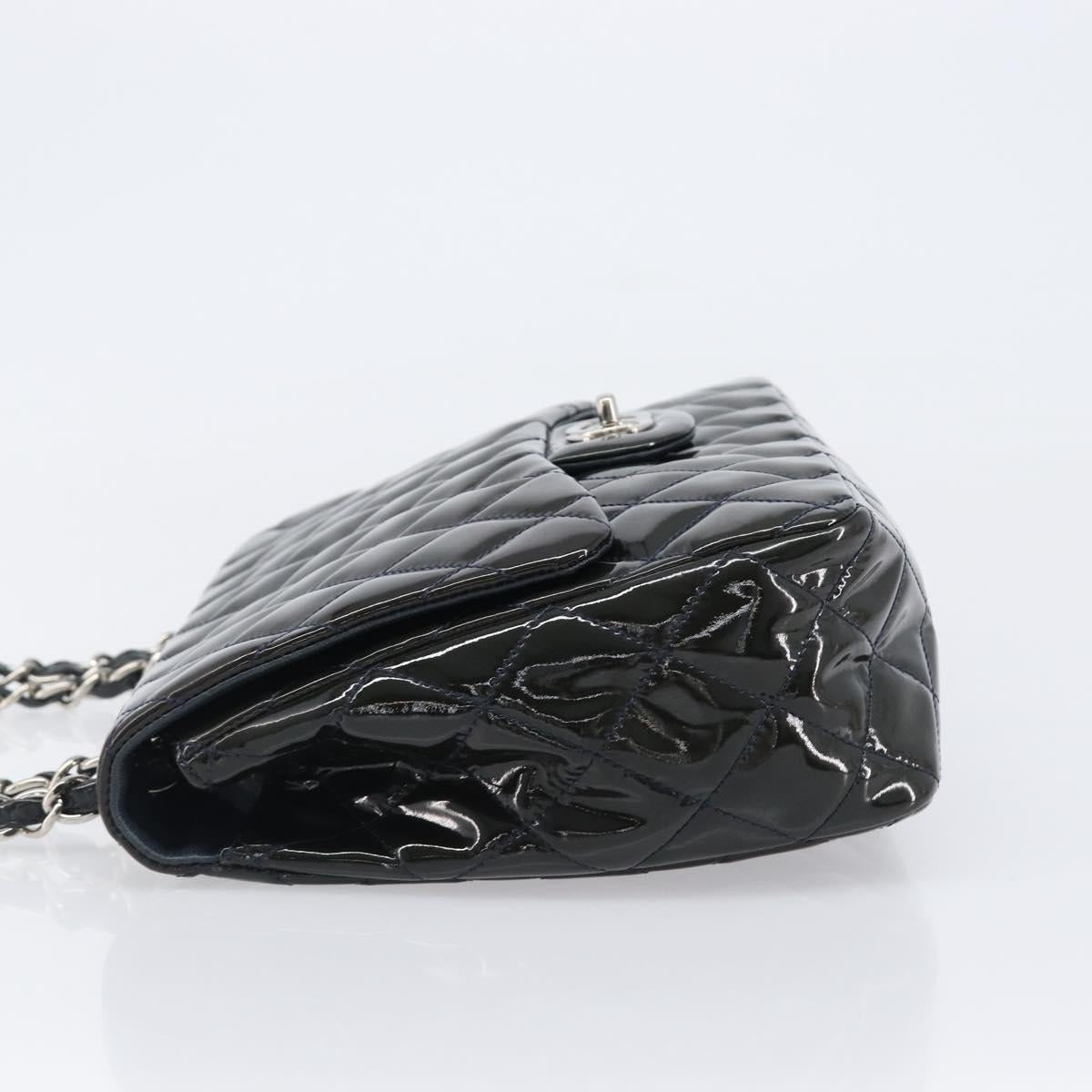 CHANEL Chain Matelasse 30 Bag Patent leather Green Silver CC Auth 200422V