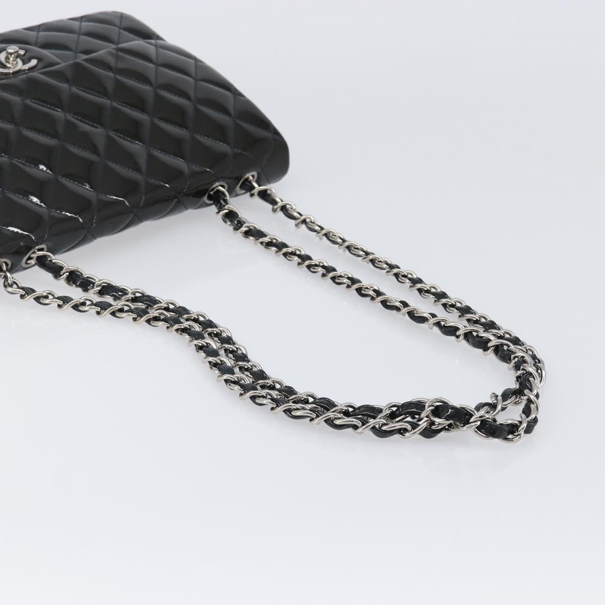 CHANEL Chain Matelasse 30 Bag Patent leather Green Silver CC Auth 200422V