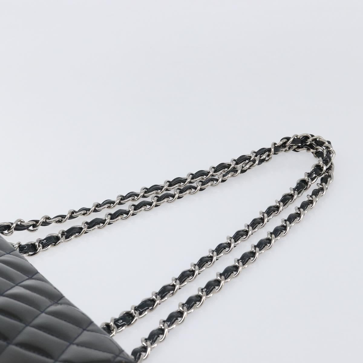 CHANEL Chain Matelasse 30 Bag Patent leather Green Silver CC Auth 200422V