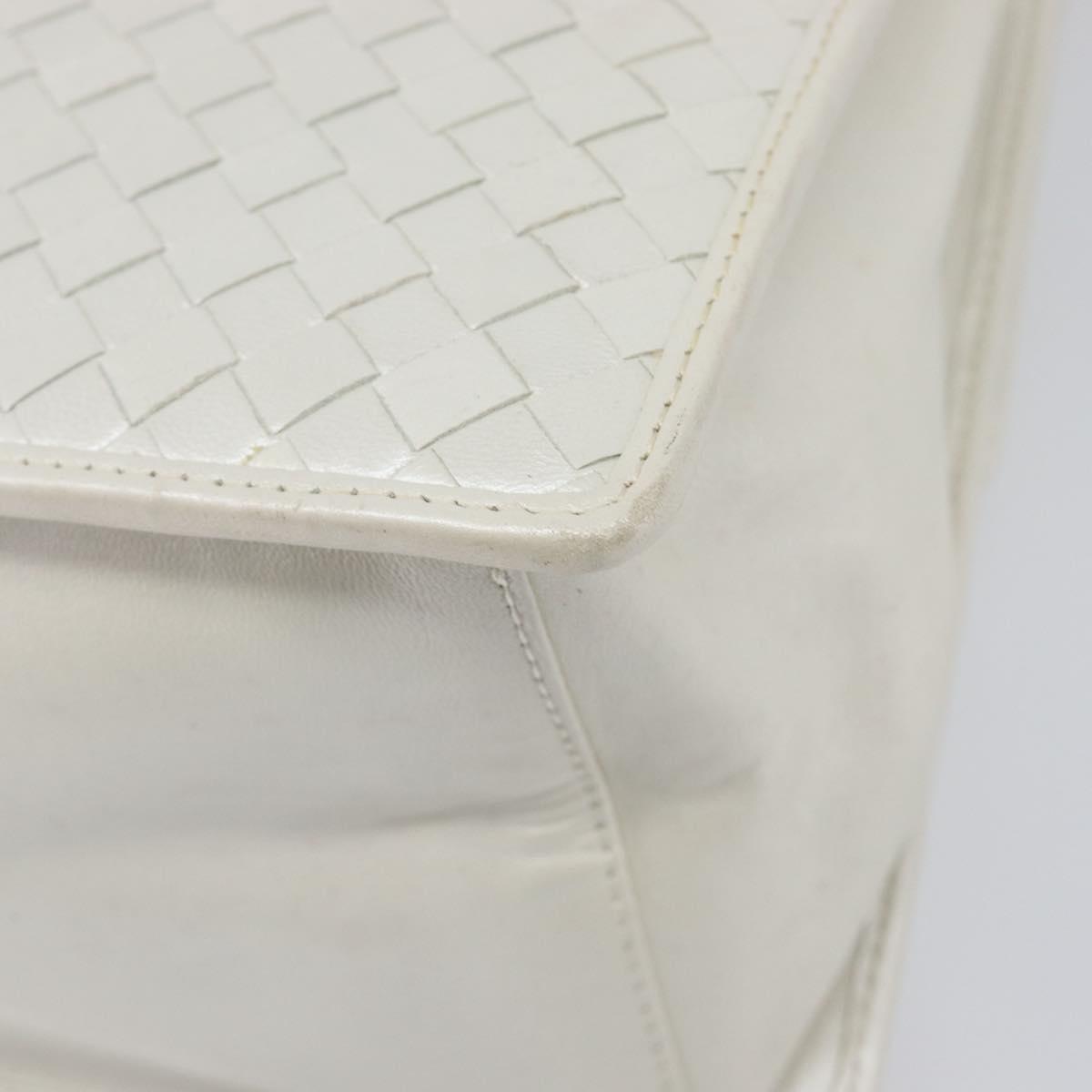 BOTTEGA VENETA INTRECCIATO Hand Bag Leather 2way White Gold Auth 200425V