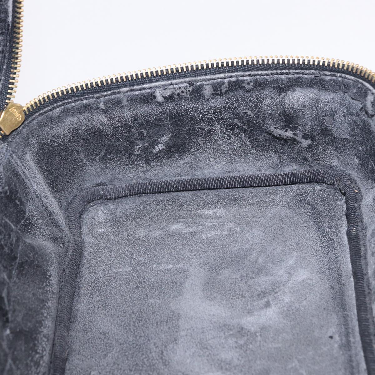 CHANEL COCO Mark Vanity Hand Bag Caviar Skin Black Gold CC Auth 200427