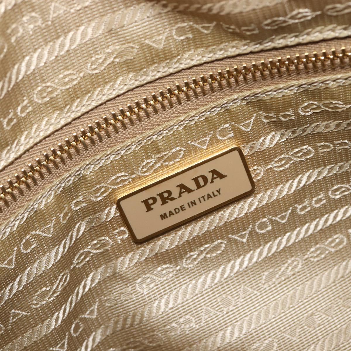 PRADA Punching Hand Bag Saffiano leather Beige Gold Auth 200432