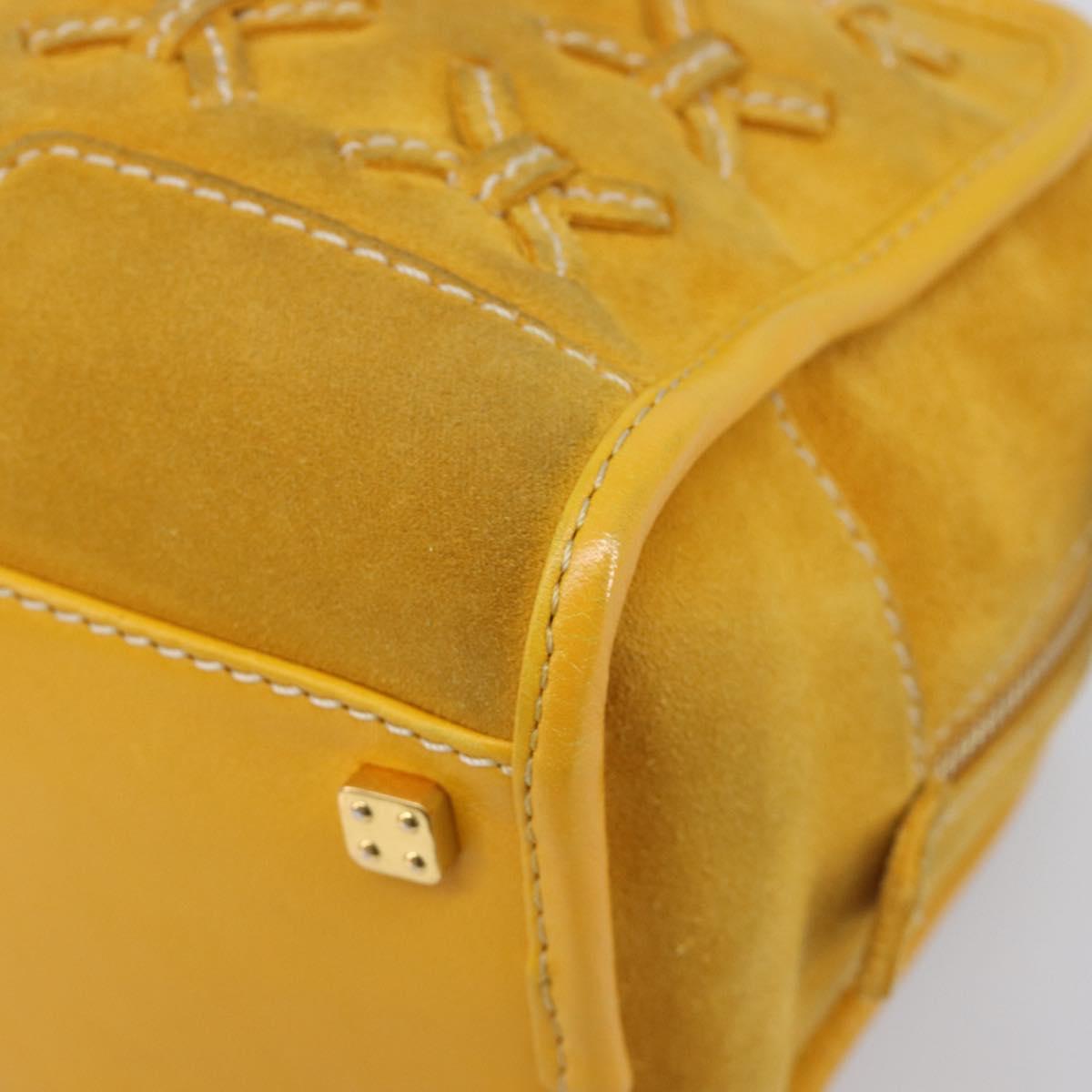 LOEWE Amazona 28 Hand Bag Suede Yellow Gold Auth 200433V
