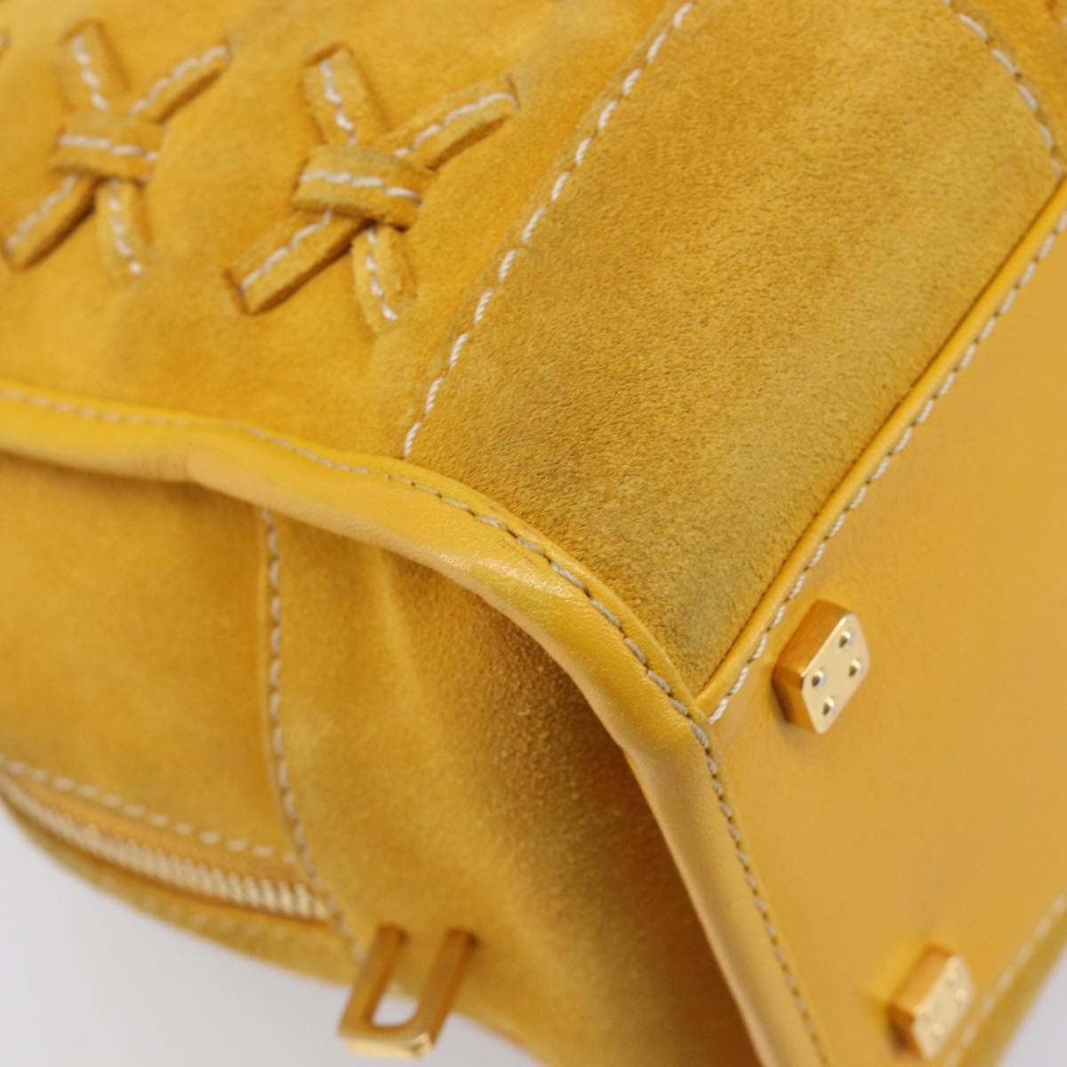 LOEWE Amazona 28 Hand Bag Suede Yellow Gold Auth 200433V