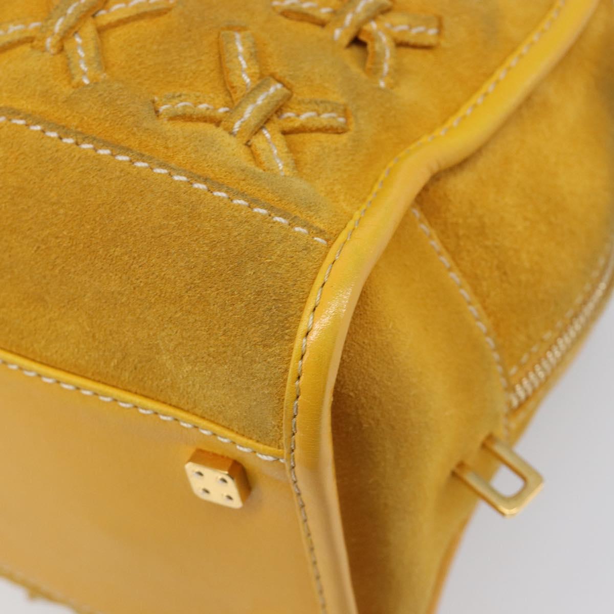 LOEWE Amazona 28 Hand Bag Suede Yellow Gold Auth 200433V
