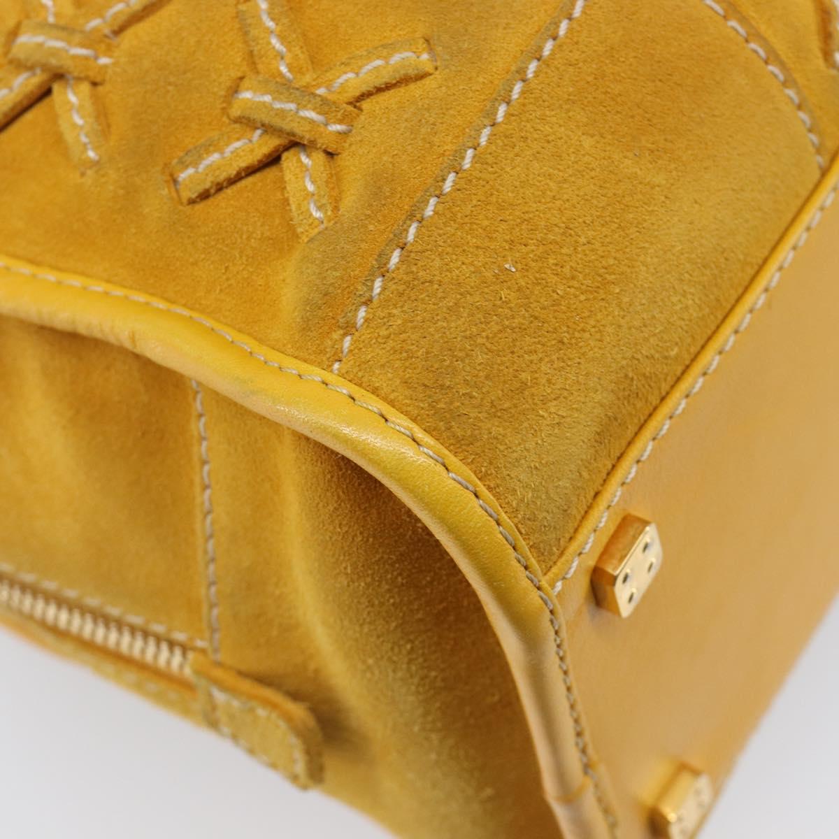 LOEWE Amazona 28 Hand Bag Suede Yellow Gold Auth 200433V