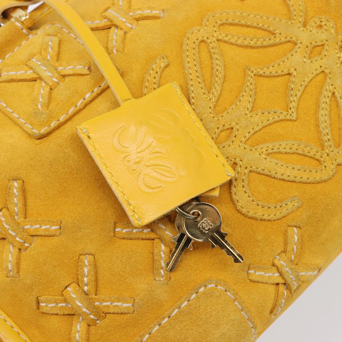 LOEWE Amazona 28 Hand Bag Suede Yellow Gold Auth 200433V