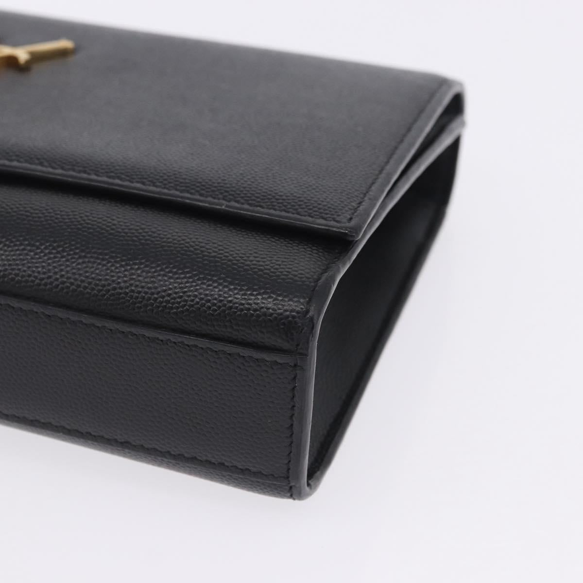 SAINT LAURENT Chain Kate Shoulder Bag Leather Black Gold Auth 200434M