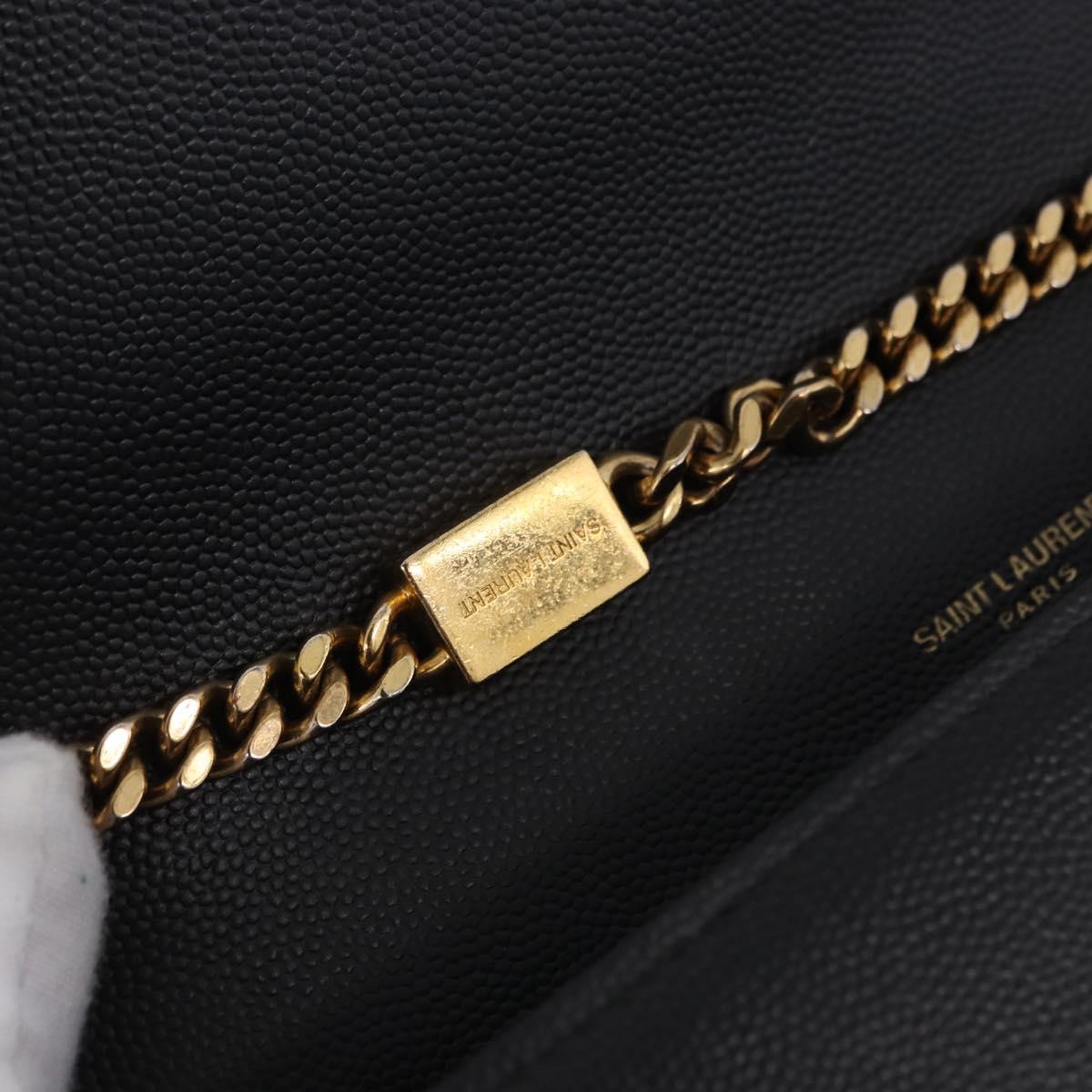 SAINT LAURENT Chain Kate Shoulder Bag Leather Black Gold Auth 200434M