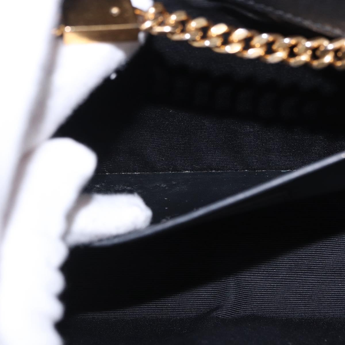 SAINT LAURENT Chain Kate Shoulder Bag Leather Black Gold Auth 200434M