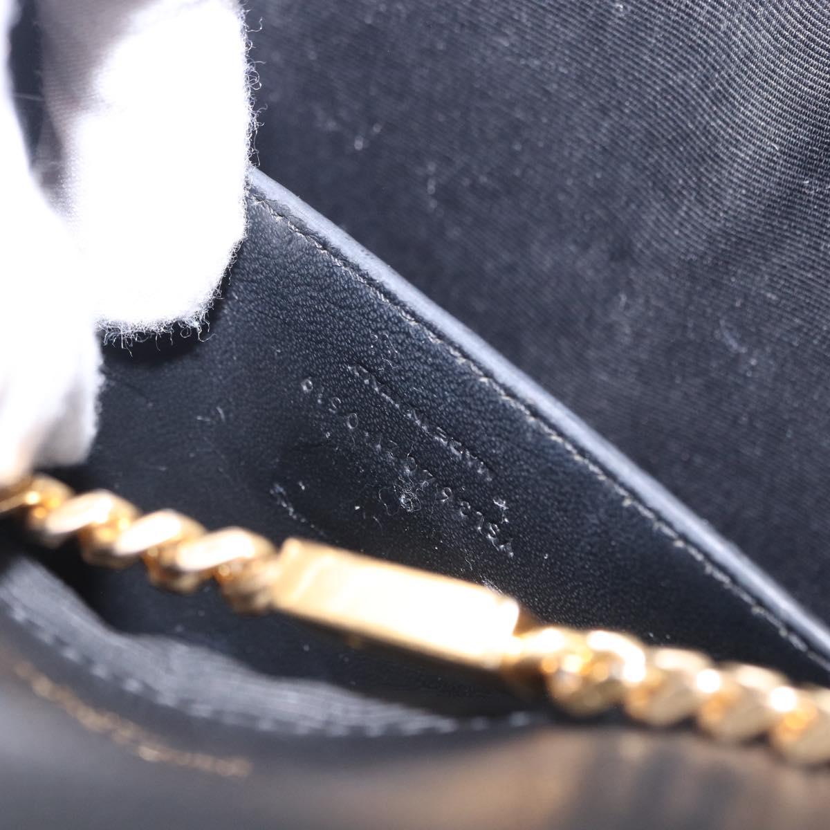 SAINT LAURENT Chain Kate Shoulder Bag Leather Black Gold Auth 200434M