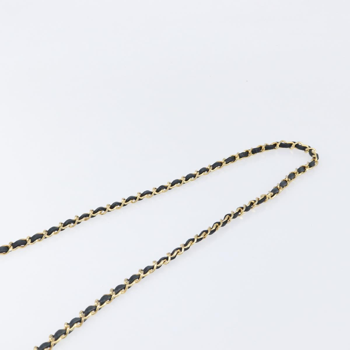 CHANEL Chain Matelasse Shoulder Bag Lamb Skin Black Gold CC Auth 200435V