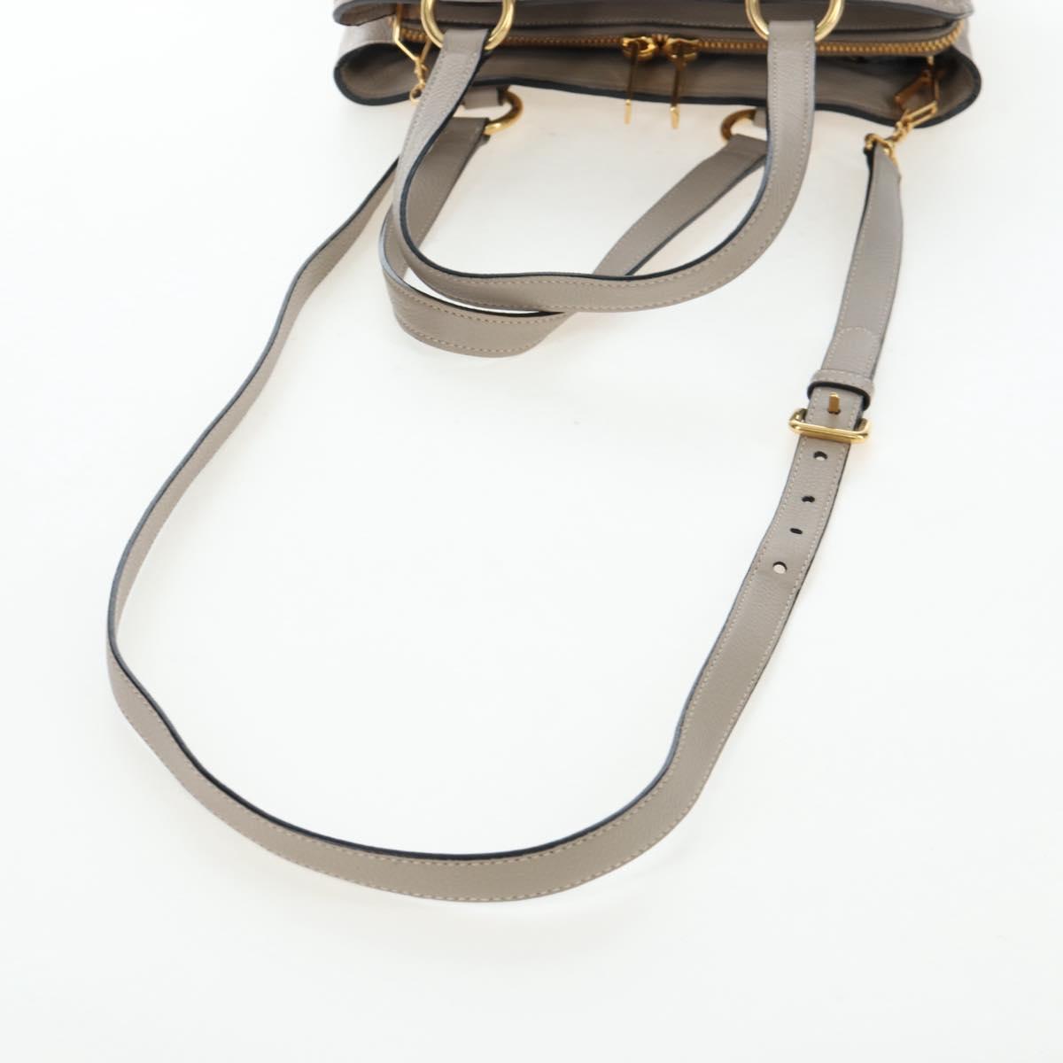 Miu Miu Tote Bag Leather 2way Beige Gold Auth 200436M