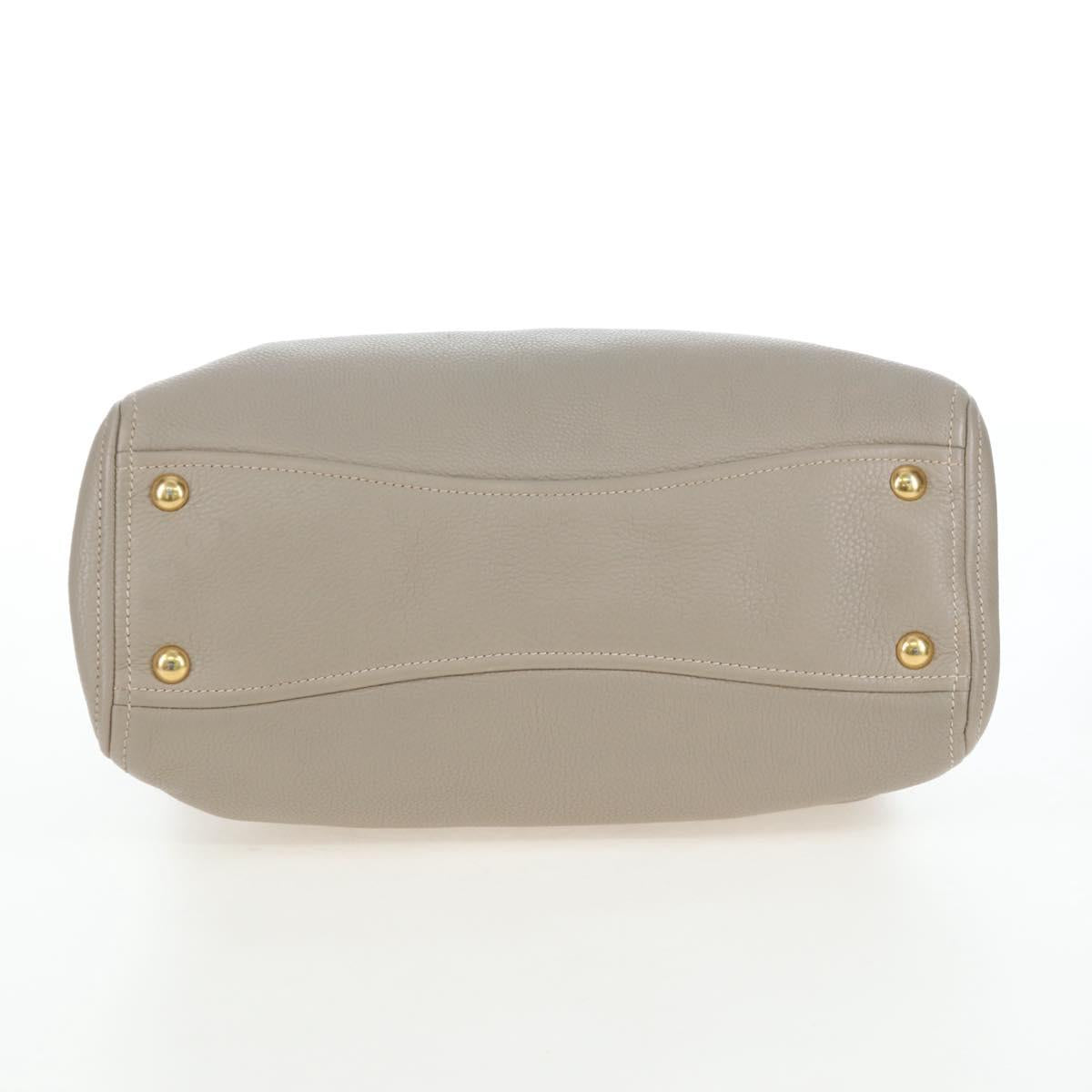 Miu Miu Tote Bag Leather 2way Beige Gold Auth 200436M
