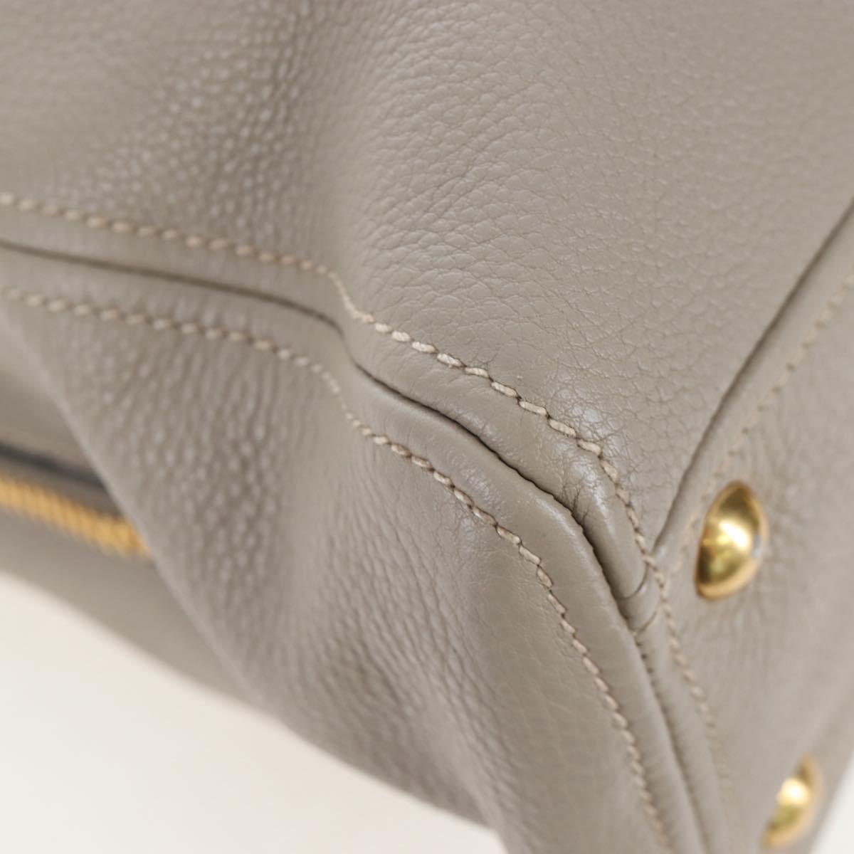 Miu Miu Tote Bag Leather 2way Beige Gold Auth 200436M