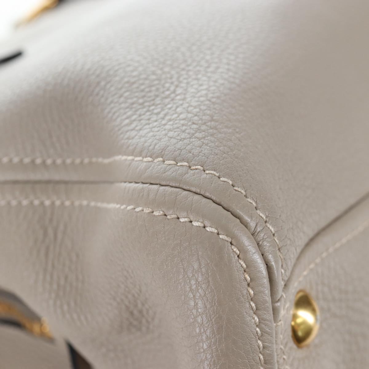 Miu Miu Tote Bag Leather 2way Beige Gold Auth 200436M
