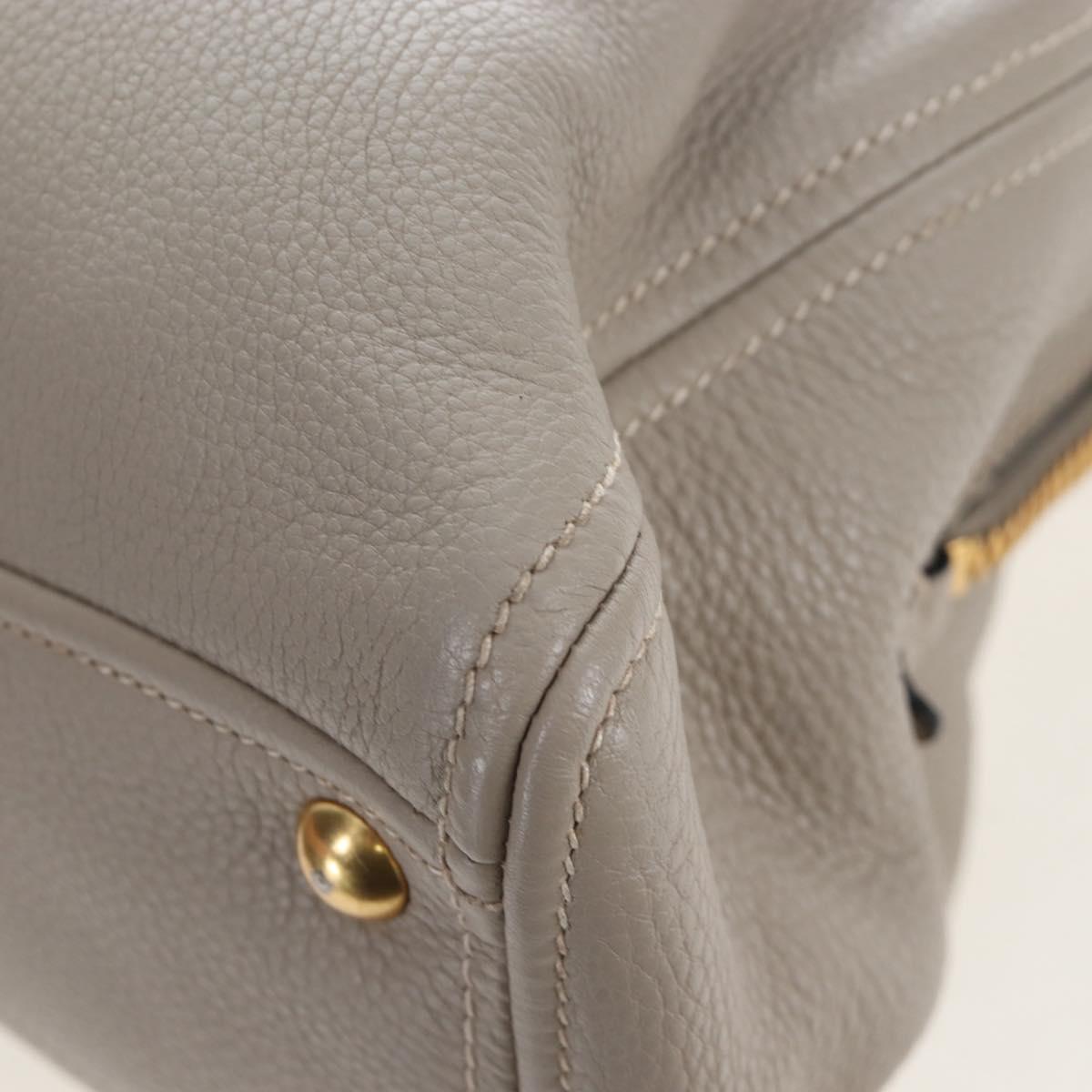 Miu Miu Tote Bag Leather 2way Beige Gold Auth 200436M