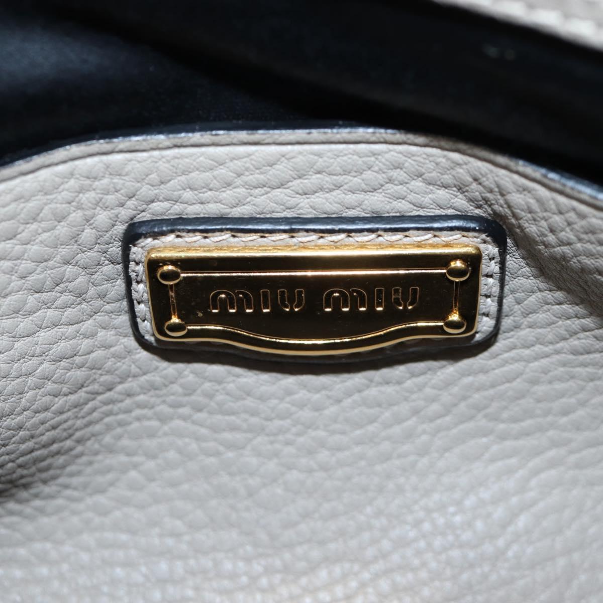 Miu Miu Tote Bag Leather 2way Beige Gold Auth 200436M