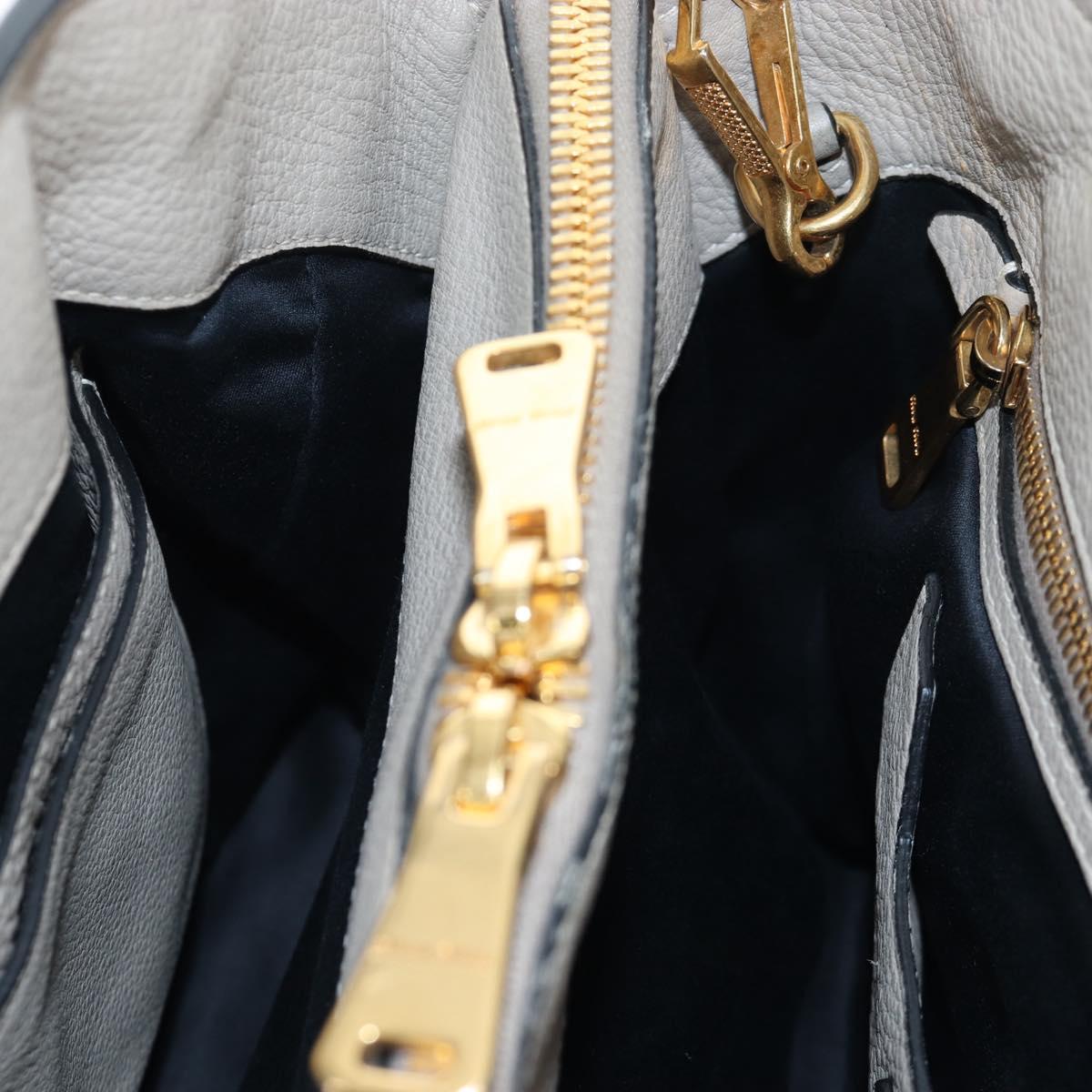 Miu Miu Tote Bag Leather 2way Beige Gold Auth 200436M