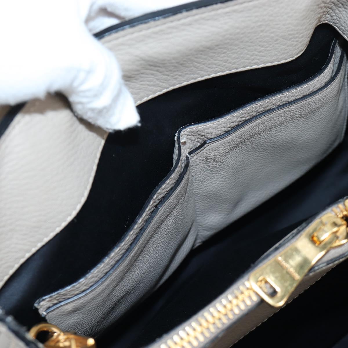 Miu Miu Tote Bag Leather 2way Beige Gold Auth 200436M