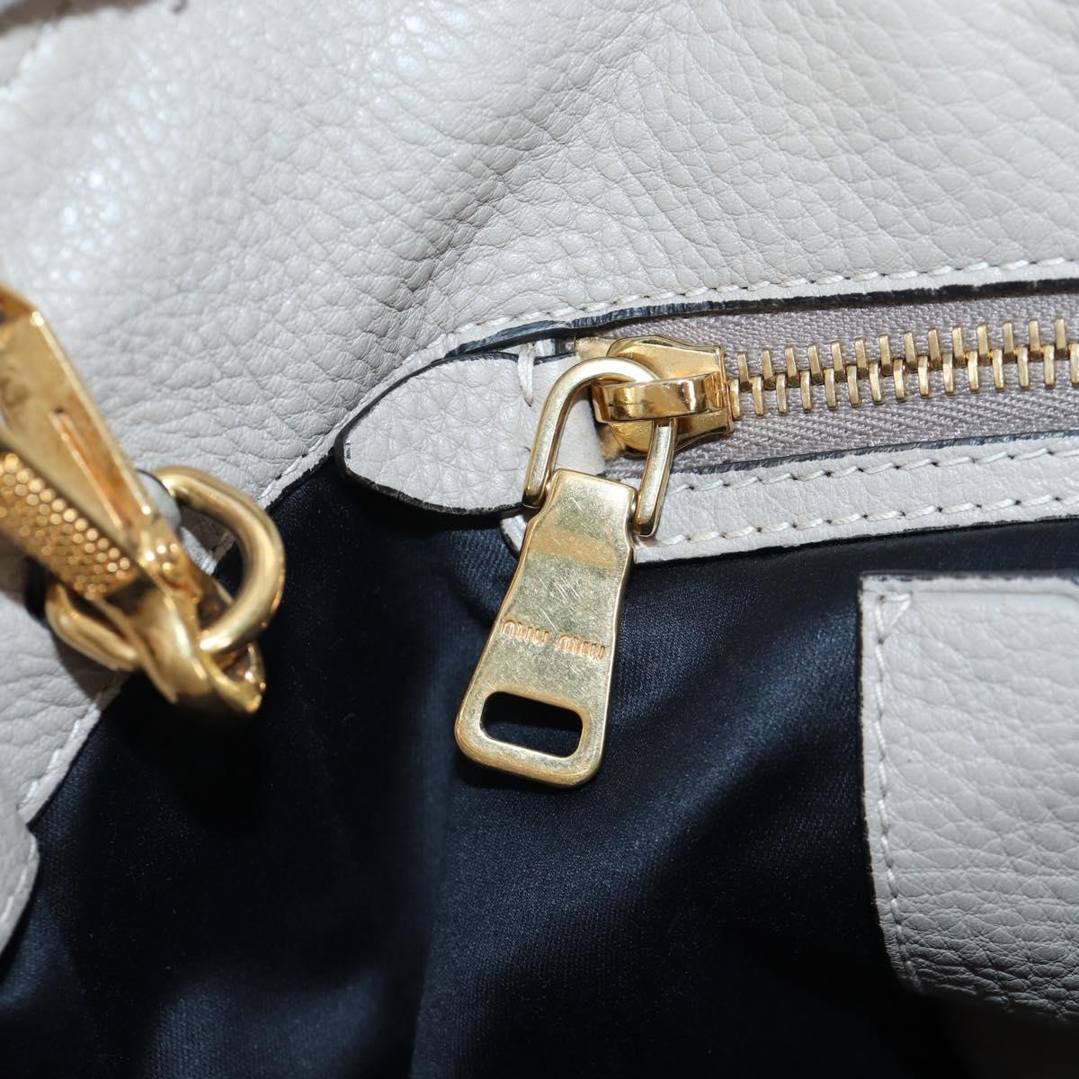 Miu Miu Tote Bag Leather 2way Beige Gold Auth 200436M