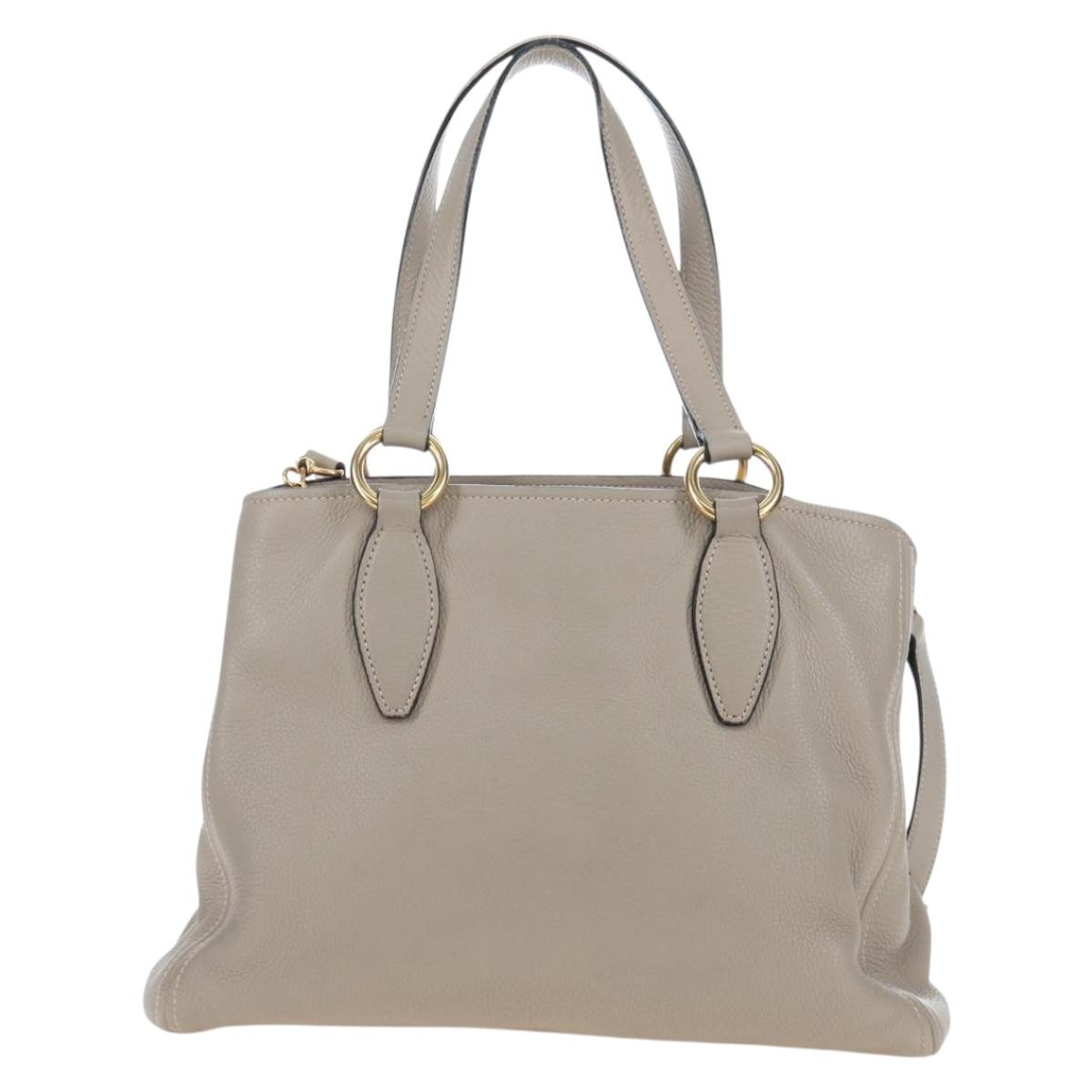 Miu Miu Tote Bag Leather 2way Beige Gold Auth 200436M