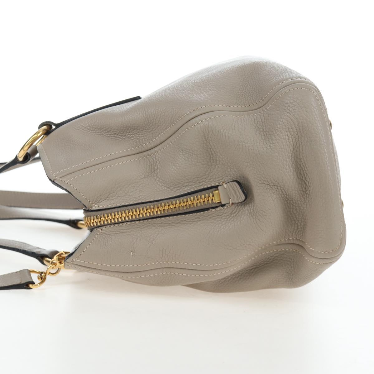 Miu Miu Tote Bag Leather 2way Beige Gold Auth 200436M