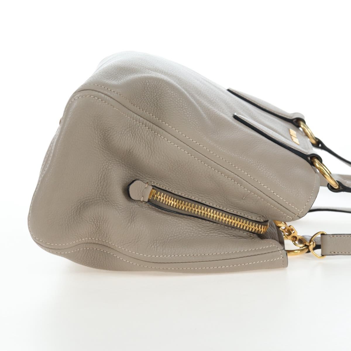 Miu Miu Tote Bag Leather 2way Beige Gold Auth 200436M
