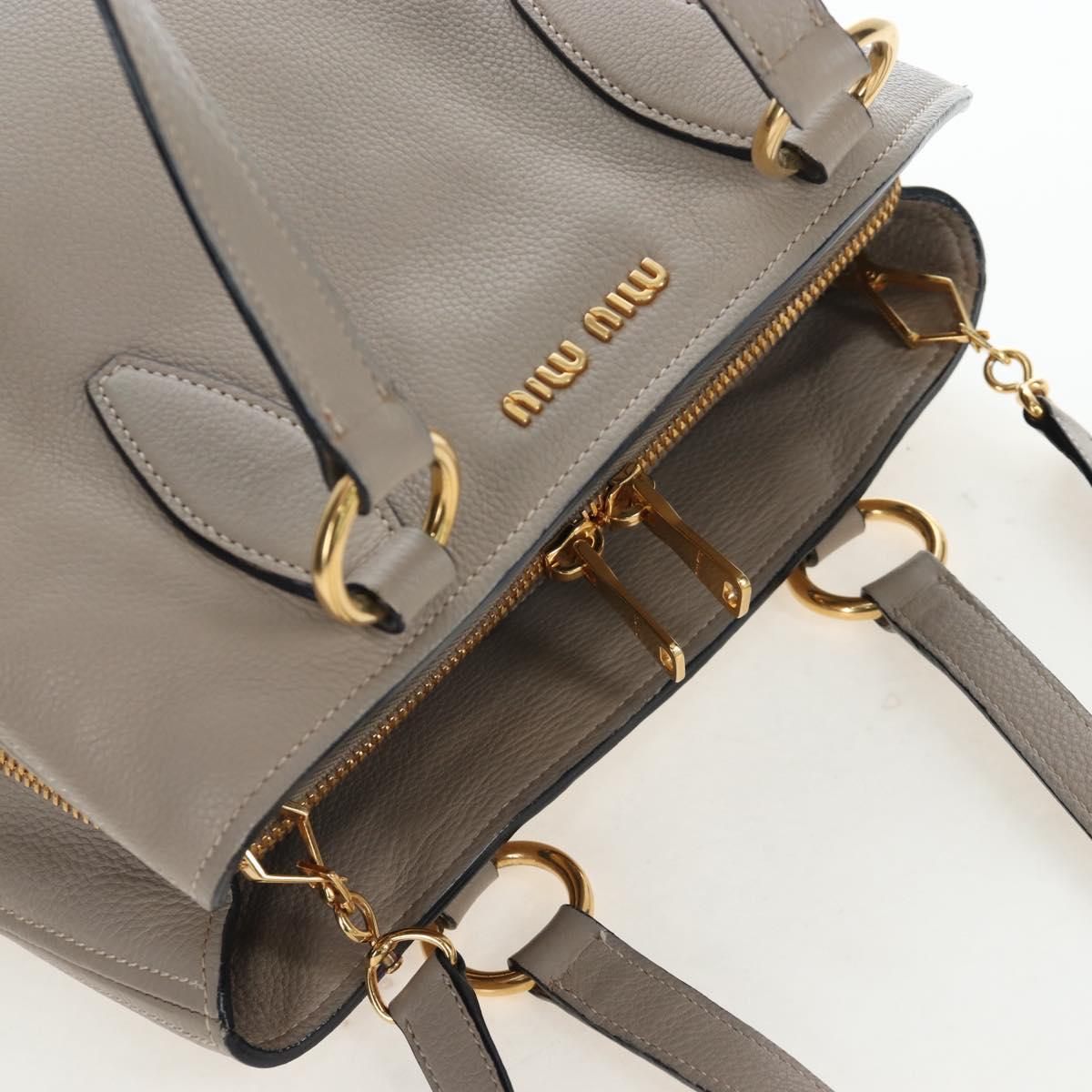 Miu Miu Tote Bag Leather 2way Beige Gold Auth 200436M