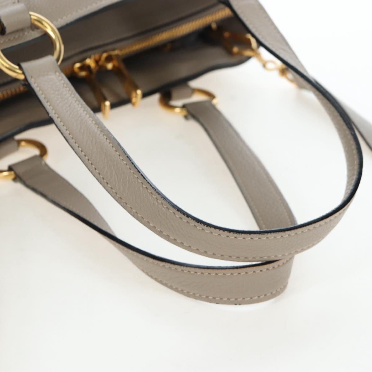 Miu Miu Tote Bag Leather 2way Beige Gold Auth 200436M