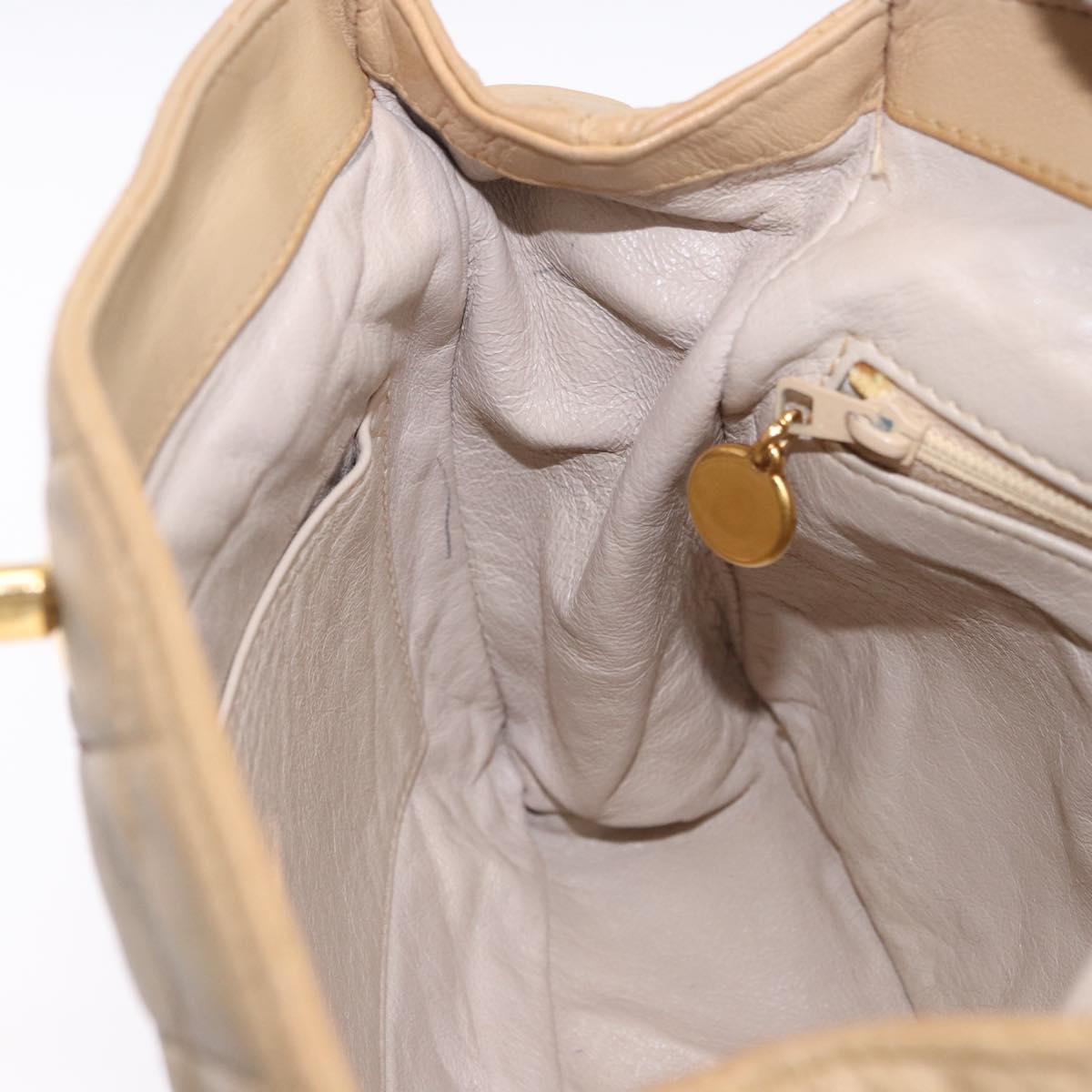CHANEL Matelasse Shoulder Bag Lamb Skin Beige Gold CC Auth 200437A