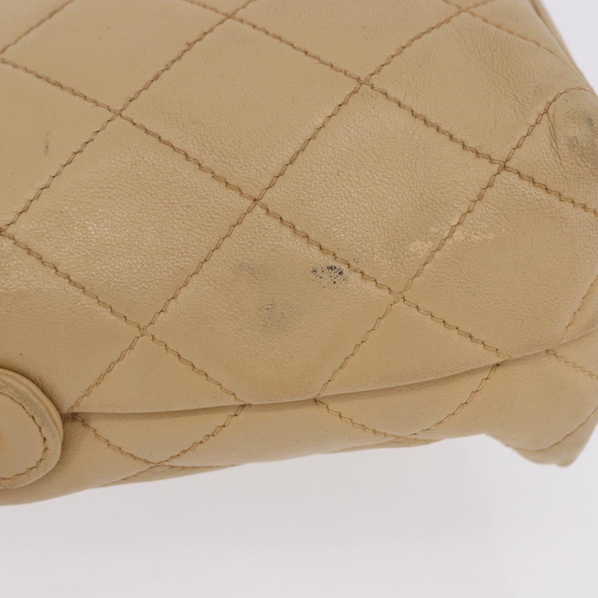 CHANEL Matelasse Shoulder Bag Lamb Skin Beige Gold CC Auth 200437A