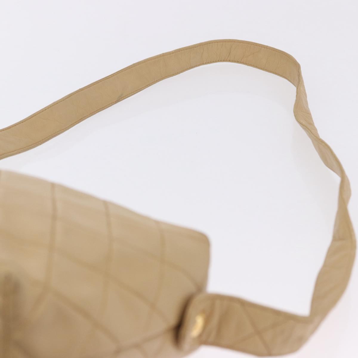 CHANEL Matelasse Shoulder Bag Lamb Skin Beige Gold CC Auth 200437A