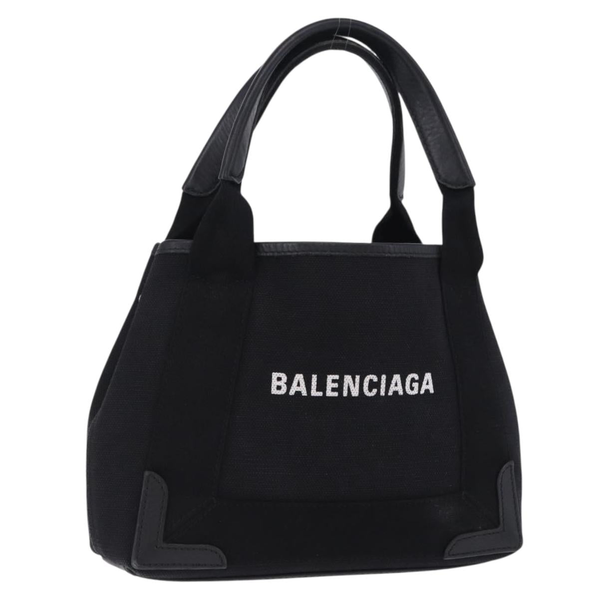 BALENCIAGA Navy Cabas XS Hand Bag Canvas Black 390346 Auth 200438A