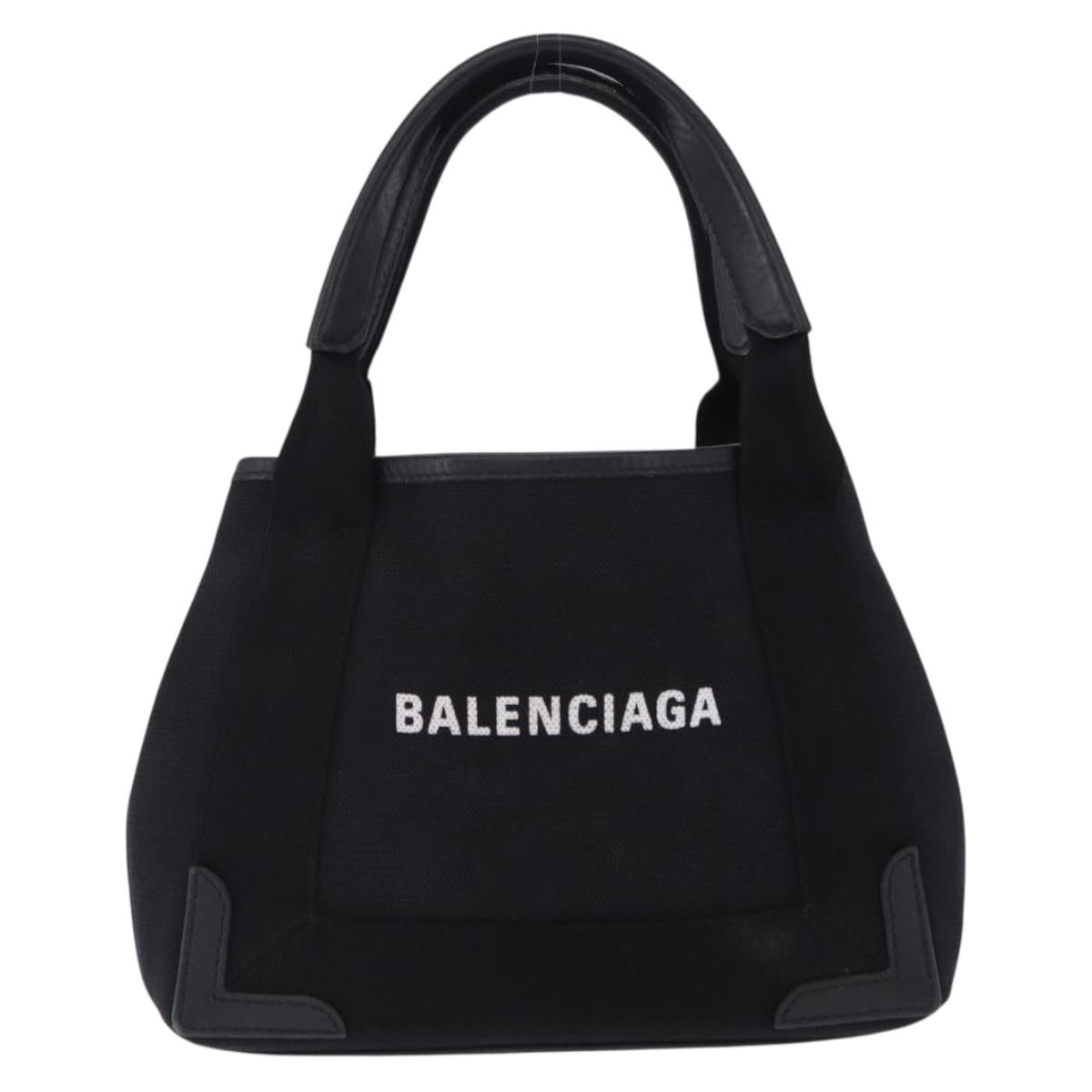 BALENCIAGA Navy Cabas XS Hand Bag Canvas Black 390346 Auth 200438A