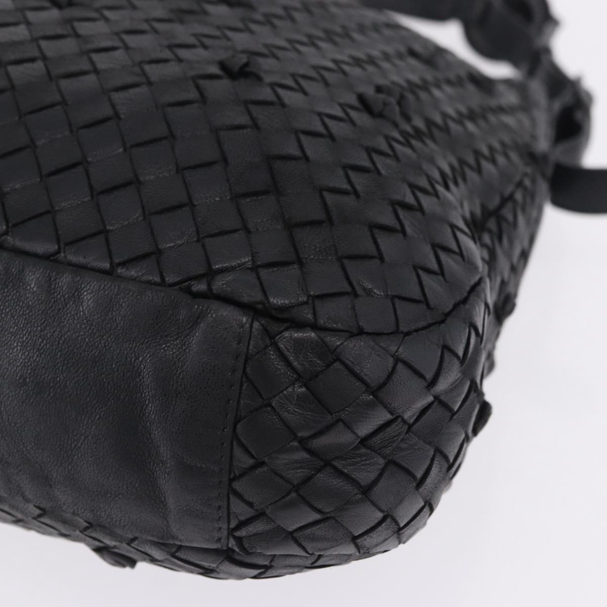 BOTTEGA VENETA INTRECCIATO Shoulder Bag Leather Black Gold 125263 Auth 200439V