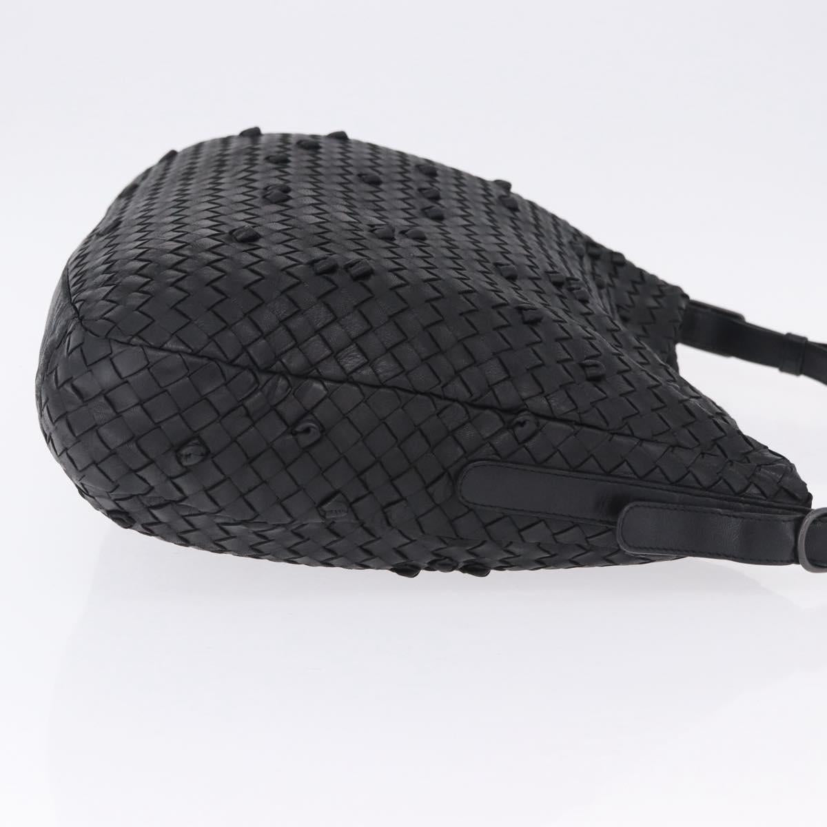 BOTTEGA VENETA INTRECCIATO Shoulder Bag Leather Black Gold 125263 Auth 200439V