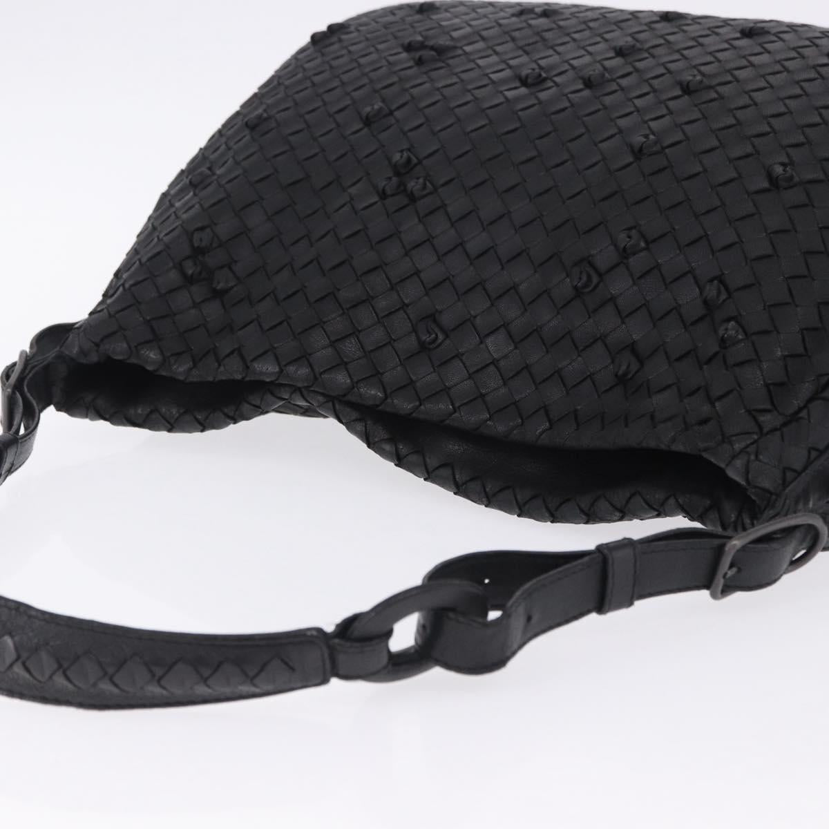 BOTTEGA VENETA INTRECCIATO Shoulder Bag Leather Black Gold 125263 Auth 200439V
